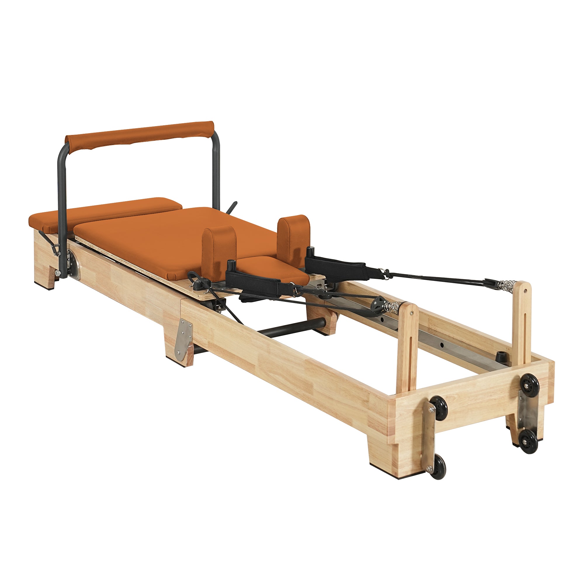 Collapsible Classic Pilates Reformer wooden legs Orange