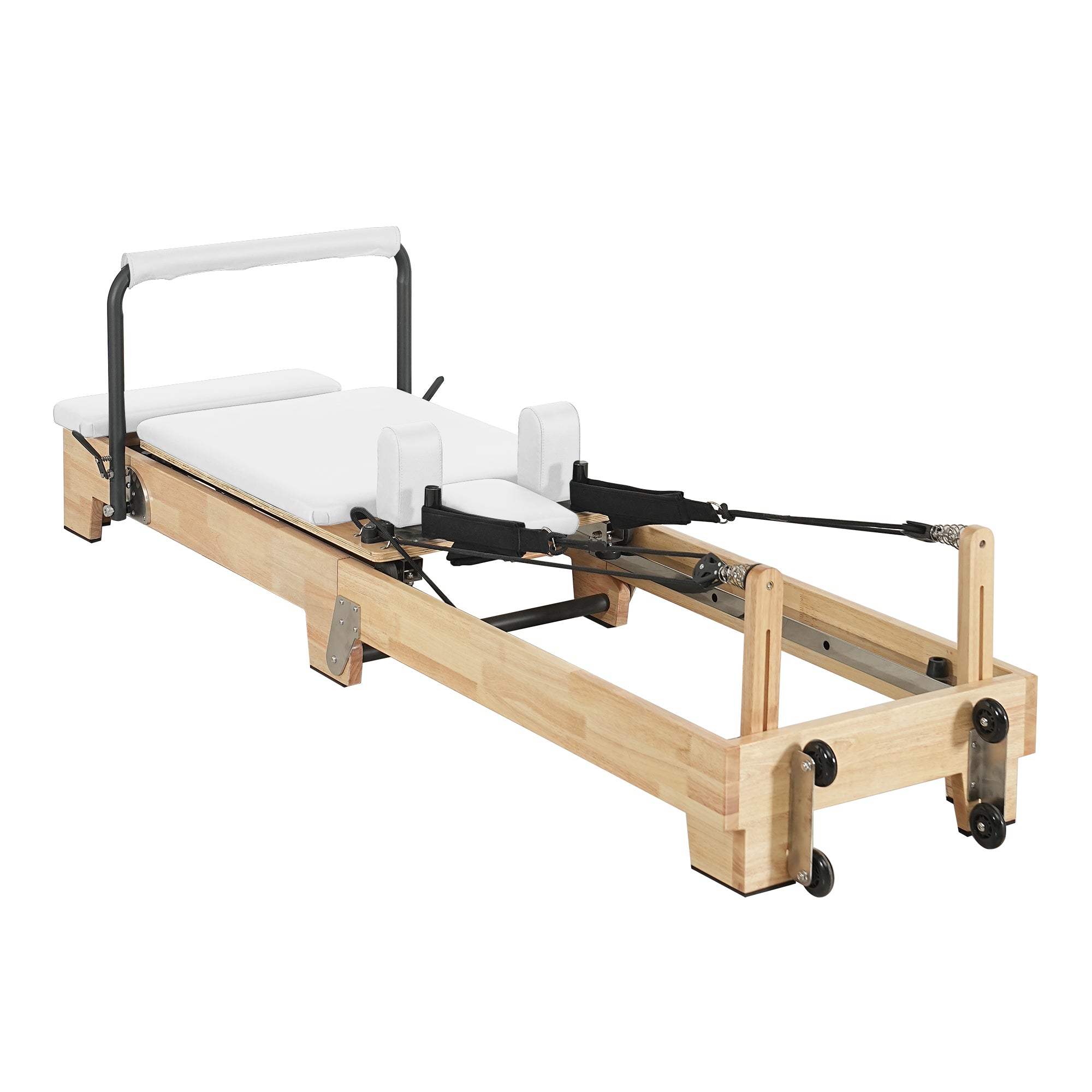 Collapsible Classic Pilates Reformer wooden legs White