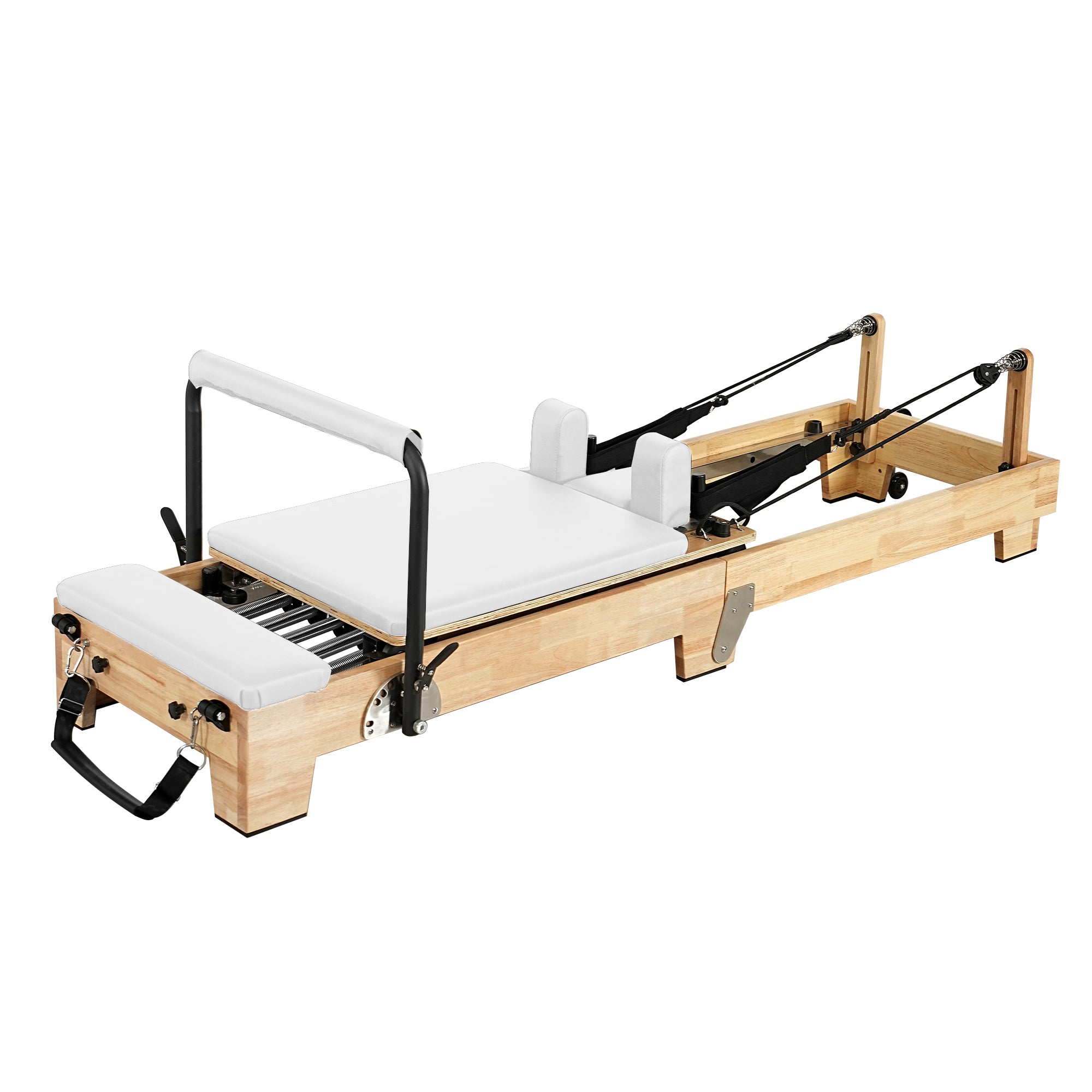 Collapsible Classic Pilates Reformer wooden legs White