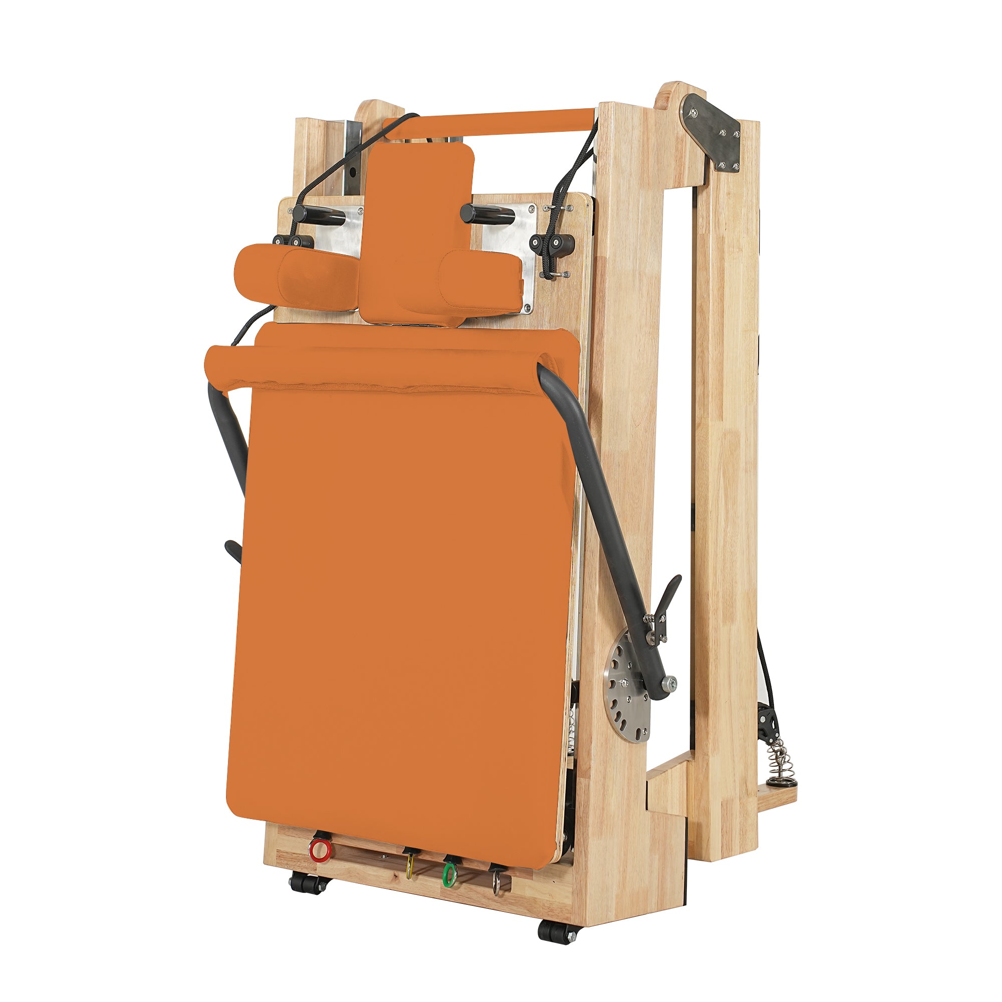 Collapsible Classic Pilates Reformer wooden legs Orange